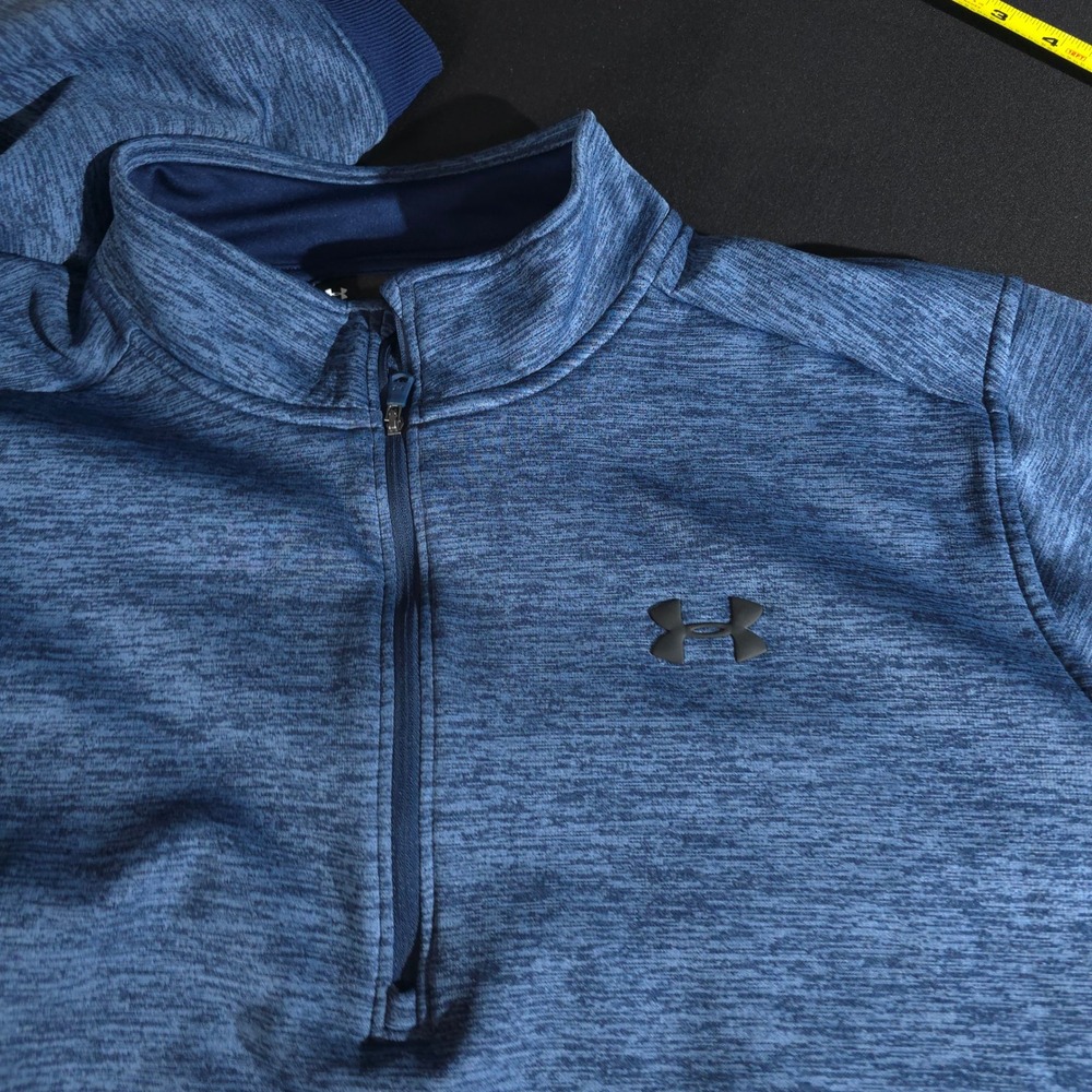 Under Armour ColdGear Quarter Zip Pullover Mens XXL Blue Heathered Training Top - Picture 6 of 9